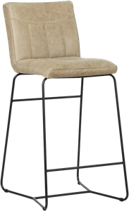 SHOPX HUISCOLLECTIE Taupe leren industriële barkruk Retro - poot rond zwart - Vintage Leer Taupe (taupe leer)