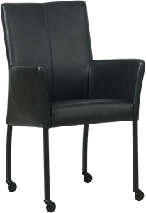 SHOPX HUISCOLLECTIE Zwarte leren moderne eetkamerstoel Comfort - Granada leer Black (zwart leer)