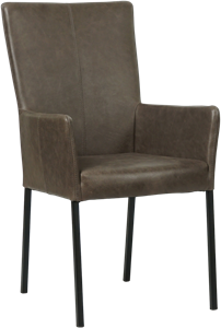 SHOPX HUISCOLLECTIE Donkerbruine leren moderne eetkamerstoel Daily - poot vierkant zwart - Vintage leer Elephant (donkerbruin leer)
