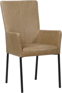 SHOPX HUISCOLLECTIE Taupe leren moderne eetkamerstoel Daily - poot vierkant zwart - Vintage Leer Taupe (taupe leer)