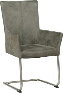 SHOPX HUISCOLLECTIE Donkergrijze leren industriële eetkamerstoel Dry - poot rond rvs - Kenia Leer Antracite (donkergrijs leer)
