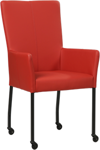 SHOPX HUISCOLLECTIE Rode leren moderne eetkamerstoel Deal - met armleuning poot vierkant zwart met wiel - Toledo Leer Ducati (rood leer)