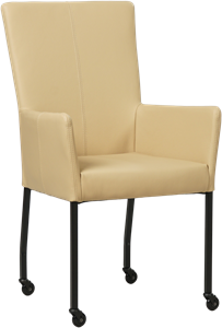 SHOPX HUISCOLLECTIE Bruine leren moderne eetkamerstoel Deal - met armleuning poot vierkant zwart met wiel - Toledo Leer Kalahari (bruin leer)