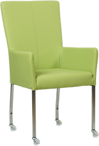 SHOPX HUISCOLLECTIE Felgroene leren moderne eetkamerstoel Deal - met armleuning poot vierkant rvs met wiel - Toledo Leer Lime (felgroen leer)