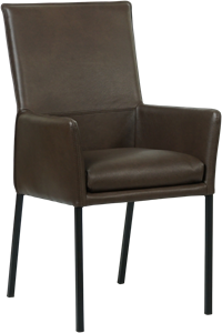 SHOPX HUISCOLLECTIE Bruine leren moderne eetkamerstoel Royal - poot vierkant zwart - Granada leer Chocolate (bruin leer)
