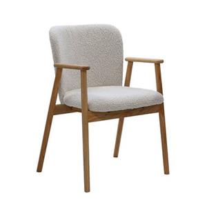 DÉJA Living  Eetkamerstoel Beige Stof - Eikenhout - Lena - Set van 2
