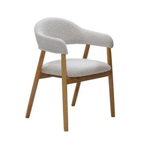 DÉJA Living  Eetkamerstoel Beige Stof - Eikenhout - Noémi - Set van 2
