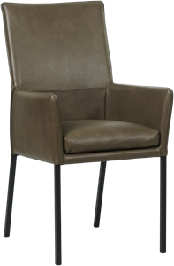 SHOPX HUISCOLLECTIE Grijze leren moderne eetkamerstoel Royal - poot vierkant zwart - Granada leer Ash (grijs leer)