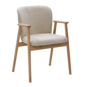 DÉJA Living  Eetkamerstoel Taupe Stof - Eikenhout - Lena - Set van 2