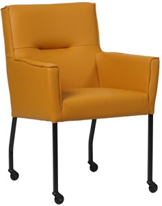 SHOPX HUISCOLLECTIE Gele leren moderne eetkamerstoel Lucky - Toledo Leer Leem (geel leer)