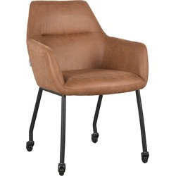 LABEL51 Eetkamerstoel Lenny - Cognac - Microfiber