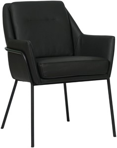 SHOPX HUISCOLLECTIE Zwarte leren industriële design eetkamerstoel Mix - Toledo Leer Nero (zwart leer)