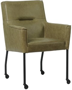 SHOPX HUISCOLLECTIE Olijfgroene leren moderne eetkamerstoel Lucky - Vintage Leer Olive (olijfgroen leer)