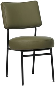 SHOPX HUISCOLLECTIE Olijfgroene leren moderne retro eetkamerstoel Rondo - Toledo Leer Olive (olijfgroen leer)