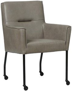 SHOPX HUISCOLLECTIE Grijze leren moderne eetkamerstoel Lucky - Granada leer Steel (grijs leer)
