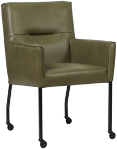 SHOPX HUISCOLLECTIE Olijfgroene leren moderne eetkamerstoel Lucky - Granada leer Moss (olijfgroen leer)