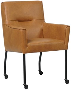 SHOPX HUISCOLLECTIE Cognac leren moderne eetkamerstoel Lucky - Granada leer Sahara (cognac leer)