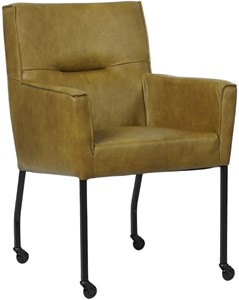SHOPX HUISCOLLECTIE Olijfgroene leren moderne eetkamerstoel Lucky - Granada leer Olive (olijfgroen leer)