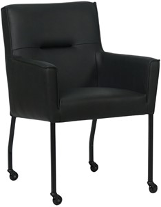 SHOPX HUISCOLLECTIE Zwarte leren moderne eetkamerstoel Lucky - Rancho Leer Nero (zwart leer)