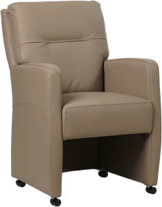 SHOPX HUISCOLLECTIE Taupe leren landelijke eetkamerfauteuil Sharp - Hermes Leer Mocca (taupe leer)