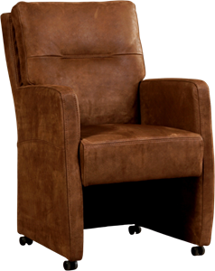 SHOPX HUISCOLLECTIE Leren eetkamerfauteuil Sharp met armleuning en wieltjes - Echt leer, Landelijk, Comfortabel en kies uit meer dan 150+ kleuren - Ontdek de Vele Leersoorten en Kleuren bij ShopX