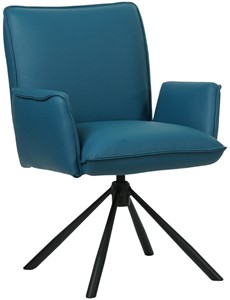 SHOPX HUISCOLLECTIE Blauwe leren industriële draaibare eetkamerstoel Elite - Hermes Leer Turquoise (blauw leer)