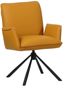 SHOPX HUISCOLLECTIE Gele leren industriële draaibare eetkamerstoel Elite - Toledo Leer Leem (geel leer)