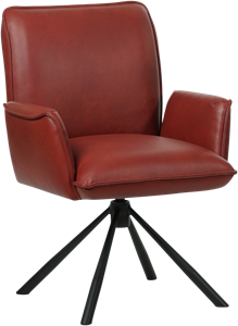 SHOPX HUISCOLLECTIE Rode leren industriële draaibare eetkamerstoel Elite - Granada leer Rouge (rood leer)
