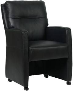 SHOPX HUISCOLLECTIE Zwarte leren landelijke eetkamerfauteuil Sharp - Granada leer Black (zwart leer)