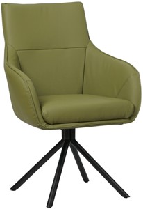 SHOPX HUISCOLLECTIE Groene leren industriële draaibare eetkamerstoel Fancy - Toledo Leer Apple Green (groen leer)
