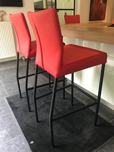 SHOPX HUISCOLLECTIE Set van 2 leren barstoelen - rood leer - Echt leer, Modern, ontdek de vele Leersoorten en Kleuren bij ShopX