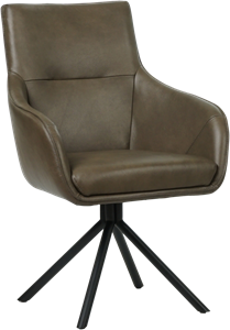 SHOPX HUISCOLLECTIE Grijze leren industriële draaibare eetkamerstoel Fancy - Granada leer Ash (grijs leer)