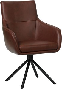 SHOPX HUISCOLLECTIE Cognac leren industriële draaibare eetkamerstoel Fancy - Granada leer Cognac (cognac leer)