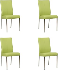 SHOPX HUISCOLLECTIE Set van 4 Felgroene leren moderne eetkamerstoelen Comfort - Hermes Leer Lime (felgroen leer)