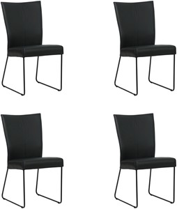 SHOPX HUISCOLLECTIE Set van 4 Zwarte leren industriële eetkamerstoelen Mate - Hermes Leer Nero (zwart leer)