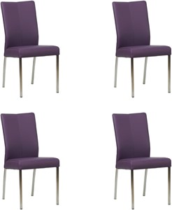 SHOPX HUISCOLLECTIE Set van 4 Paarse leren moderne eetkamerstoelen Comfort - Toledo Leer Aubergine (paars leer)
