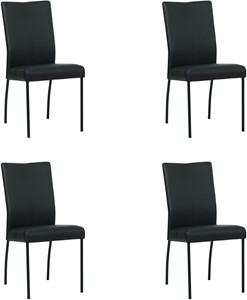 SHOPX HUISCOLLECTIE Set van 4 Zwarte leren moderne eetkamerstoelen Comfort - Toledo Leer Nero (zwart leer)