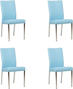 SHOPX HUISCOLLECTIE Set van 4 Lichtblauwe leren moderne eetkamerstoelen Comfort - Toledo Leer Sky Blue (lichtblauw leer)