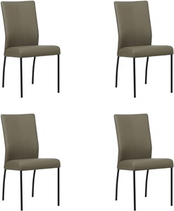 SHOPX HUISCOLLECTIE Set van 4 Grijze leren moderne eetkamerstoelen Comfort - Toledo Leer Smog (grijs leer)