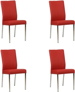 SHOPX HUISCOLLECTIE Set van 4 Rode leren moderne eetkamerstoelen Comfort - Toledo Leer Ducati (rood leer)