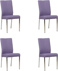 SHOPX HUISCOLLECTIE Set van 4 Lichtpaarse leren moderne eetkamerstoelen Comfort - Toledo Leer Lila (lichtpaars leer)