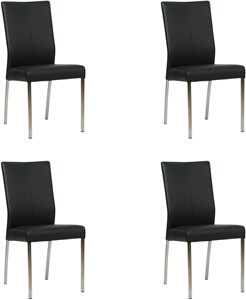 SHOPX HUISCOLLECTIE Set van 4 Zwarte leren moderne eetkamerstoelen Comfort - Toledo Leer Nero (zwart leer)