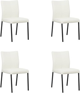 SHOPX HUISCOLLECTIE Set van 4 Gebroken witte leren moderne eetkamerstoelen Basic - poot vierkant zwart - Toledo Leer Bianco (gebroken wit leer)