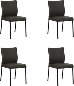 SHOPX HUISCOLLECTIE Set van 4 Donkerbruine leren moderne eetkamerstoelen Basic - poot vierkant zwart - Toledo Leer Caffe (donkerbruin leer)