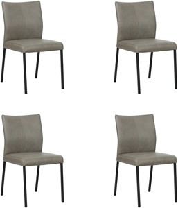 SHOPX HUISCOLLECTIE Grijze leren moderne eetkamerstoel Basic - poot vierkant zwart - Granada leer Steel (grijs leer)
