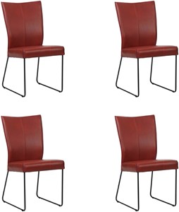 SHOPX HUISCOLLECTIE Set van 4 Rode leren industriële eetkamerstoelen Mate - Granada leer Rouge (rood leer)