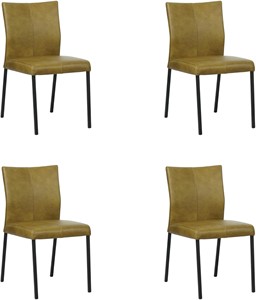 SHOPX HUISCOLLECTIE Olijfgroene leren moderne eetkamerstoel Basic - poot vierkant zwart - Granada leer Olive (olijfgroen leer)