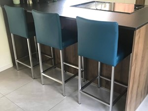 SHOPX HUISCOLLECTIE Set van 3 leren barstoelen - blauw leer - Echt leer, Modern, ontdek de vele Leersoorten en Kleuren bij ShopX