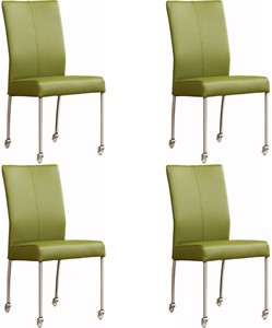 SHOPX HUISCOLLECTIE Set van 4 Leren eetkamerstoelen Comfort - met wieltjes - Echt leer, Modern, Comfortabel en kies uit meer dan 150+ kleuren - Ontdek de Vele Leersoorten en Kleuren bij ShopX