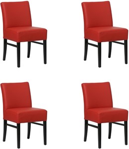 SHOPX HUISCOLLECTIE Set van 4 Rode leren landelijke eetkamerstoelen Hold - Toledo Leer Ducati (rood leer)